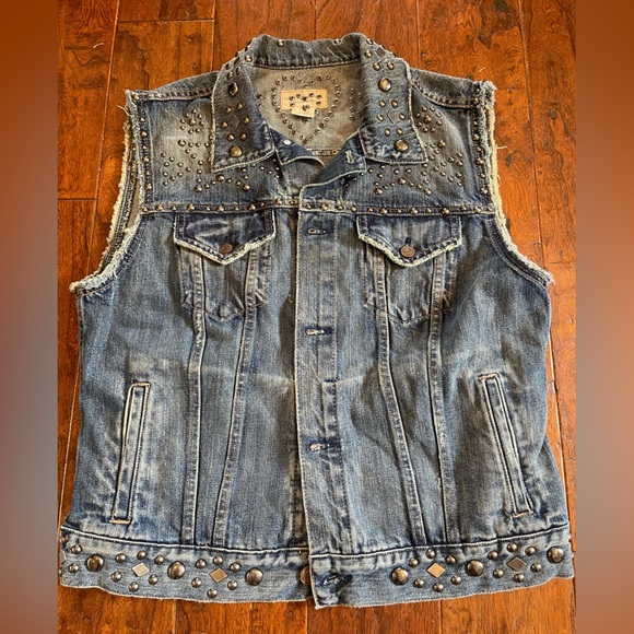 DENIM & SUPPLY RALPH LAUREN Relaxed Trucker Distressed Denim vest size L - Picture 1 of 13
